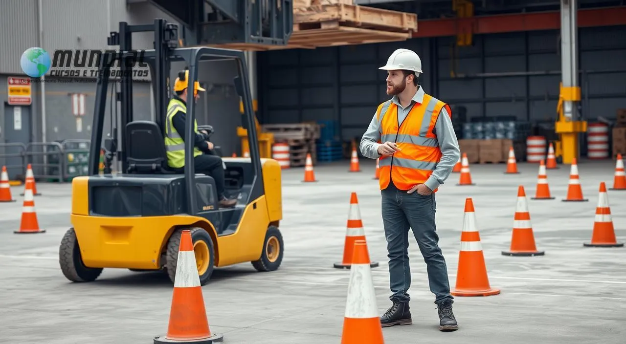 Supervisor acompanhando operação de empilhadeira