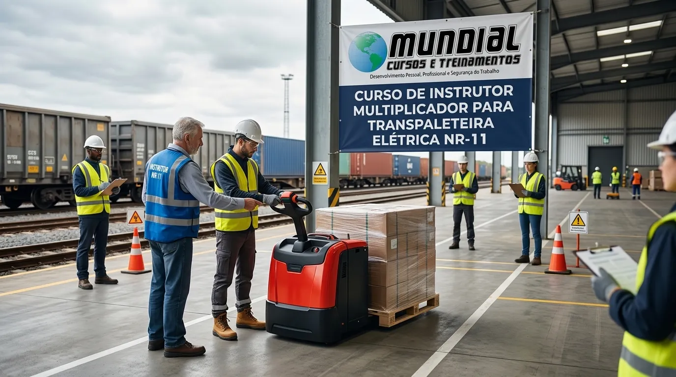 Treinamento prático para instrutores de transpaleteira elétrica