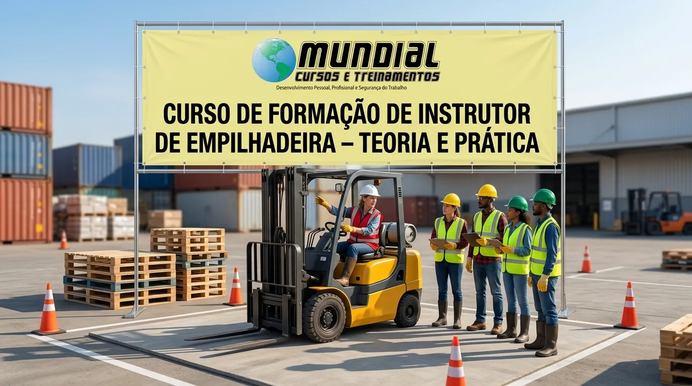 Instrutor de Empilhadeira aplicando treinamento prático