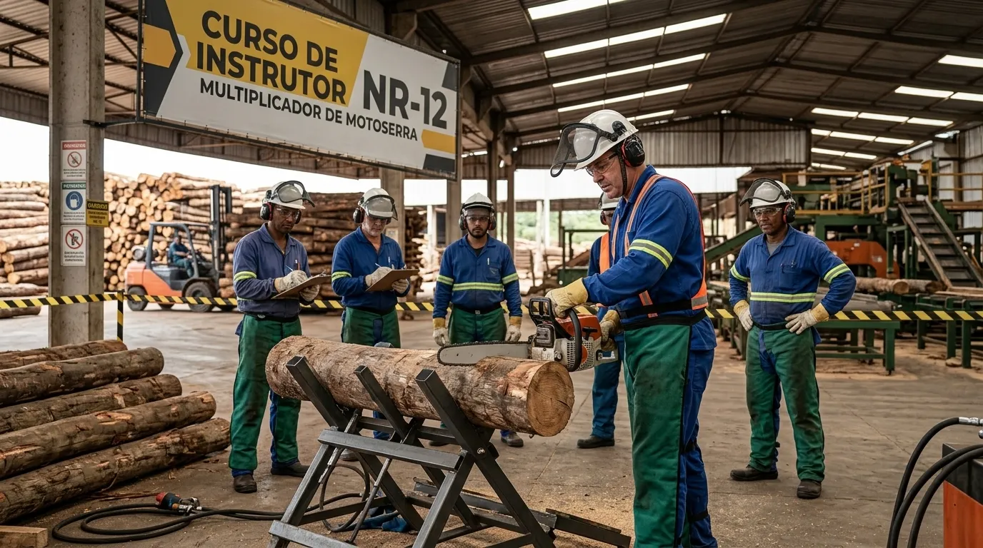 Treinamento prático de operação segura de motosserra