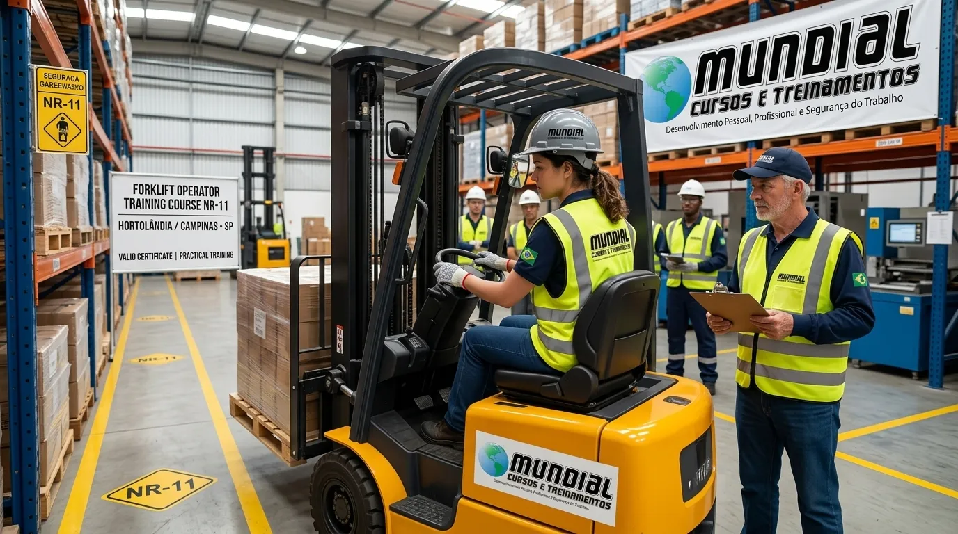 Treinamento prático e teórico para operadores de empilhadeira
