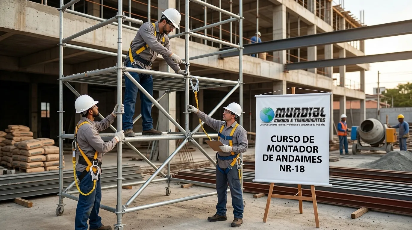 Treinamento prático para montagem segura de andaimes