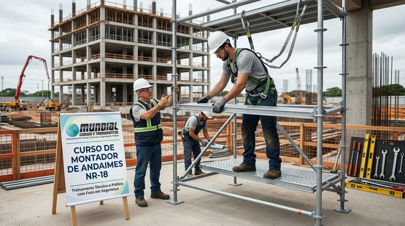 Treinamento prático em montagem de andaimes